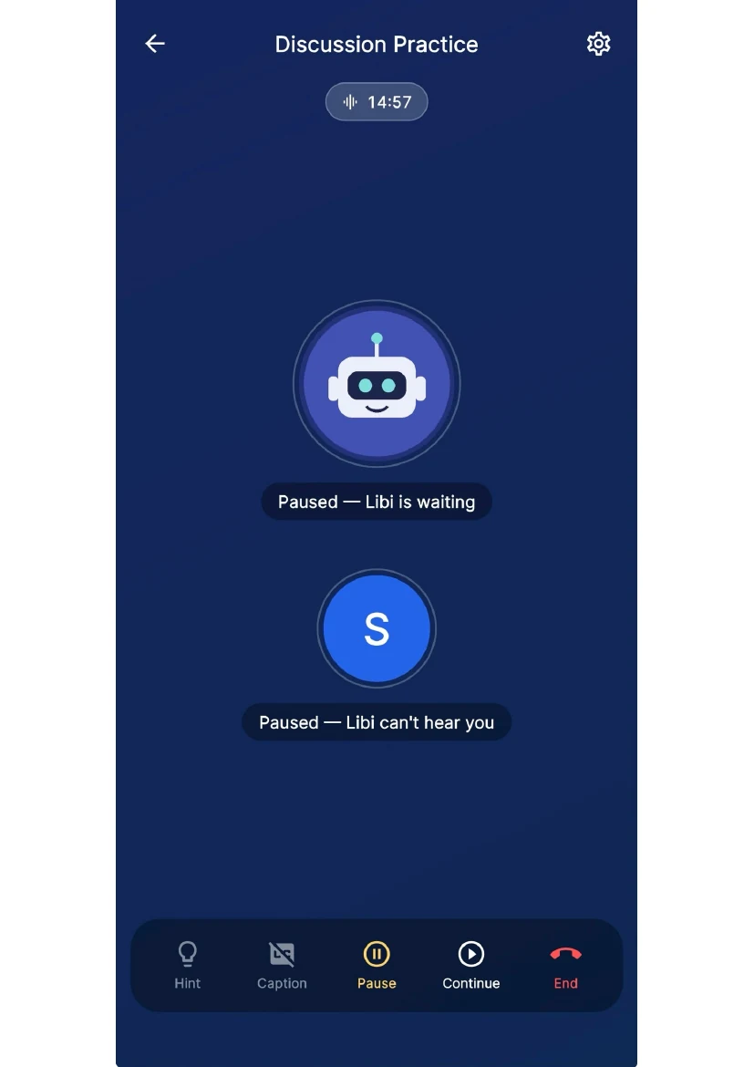 Linguviq Discussion Practice with Libi screen